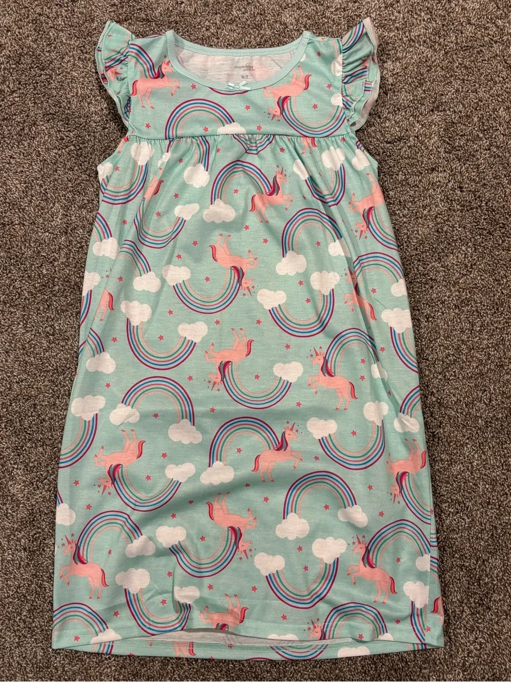 2 Simply Joy by Carter's Coral Pink Polka Dot Unicorn Nightgown